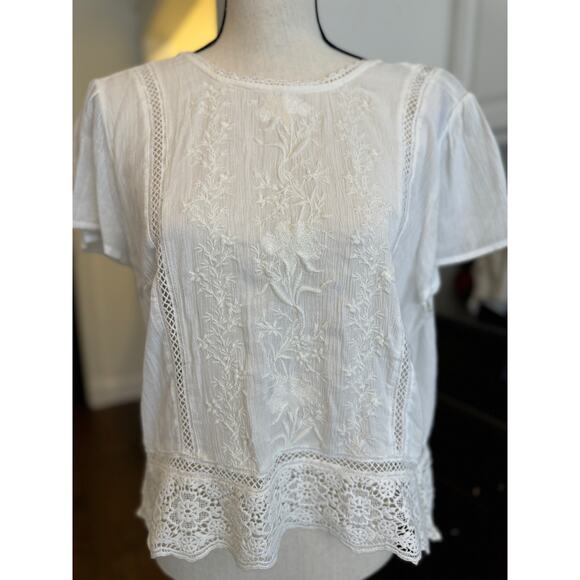Abercrombie & Fitch Women’s Crop Top w/ 3 Ties in the Back White New Large Lace - Picture 1 of 6